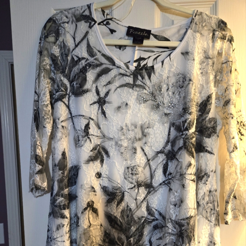 Women's long dressy tunic by Frazzle, size L